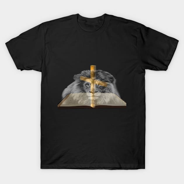 LION BIBLE CROSS T-Shirt by OUTLET 21